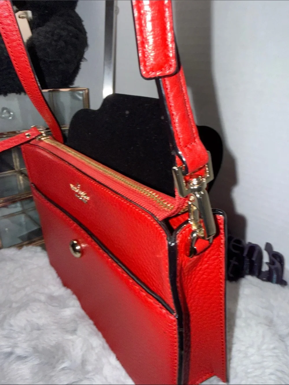 kate spade Red Pebbled Leather Crossbody with Gold Hardware